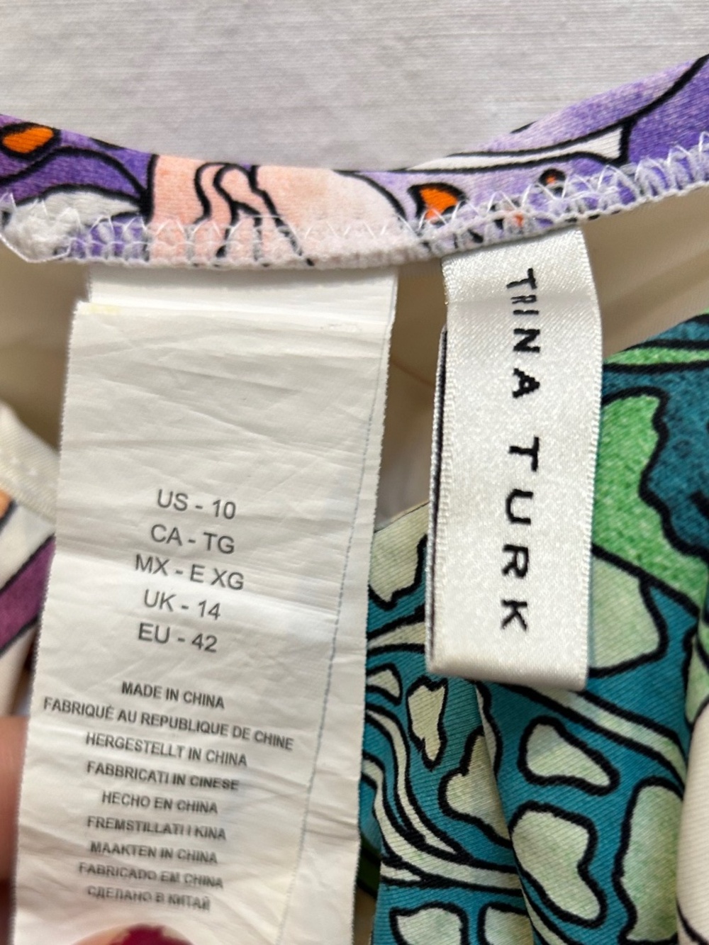 Trina Turk Multicolor Floral Tankini Top in Cream, Orange, Purple, Teal, Green - Picture 2 of 5